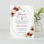 シャワーバイメールブルゴーニュ赤フローラ金ゴールド幾何学 招待状 (スタンド正面)