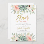 シャワーバイメール多肉類ブライダルシャワー 招待状 (正面/裏面)