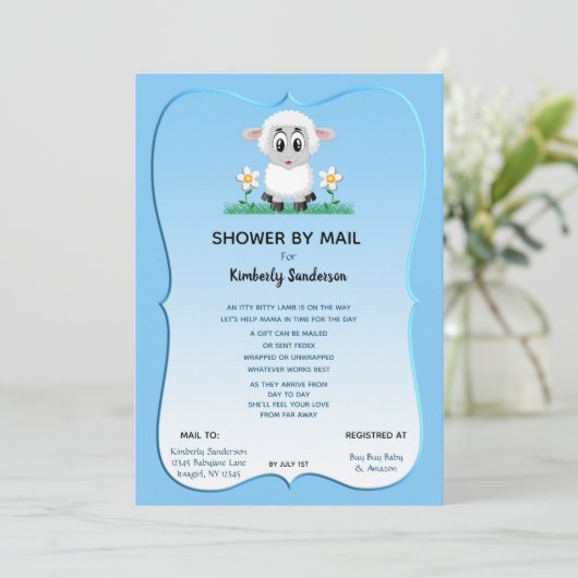 シャワーバイメール男の赤ちゃんブルーキュートラム 招待状 (スタンド正面)