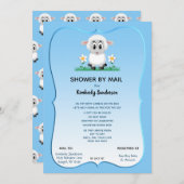 シャワーバイメール男の赤ちゃんブルーキュートラム 招待状 (正面/裏面)