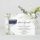 シャワーバイメール緑の金ゴールド男女兼用ベビー 招待状 (スタンド正面)