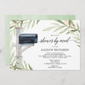 シャワーバイメール緑の金ゴールド男女兼用ベビー 招待状 (正面/裏面)