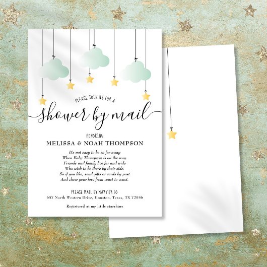 シャワーバイメール長距離ニュートラルグリーンベビー 招待状