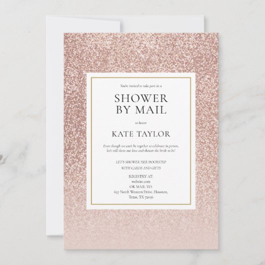 シャワーバイメール長距離バラ金ゴールドグリッター 招待状 (正面)
