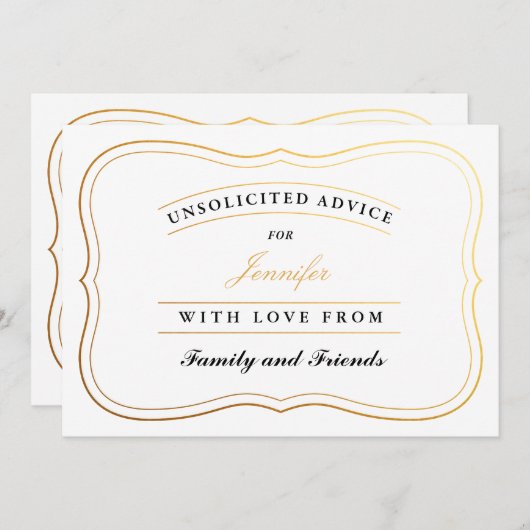 シャワーパーソナライズされたアドバイスカード花嫁または新しいママ アドバイスカード (正面/裏面)