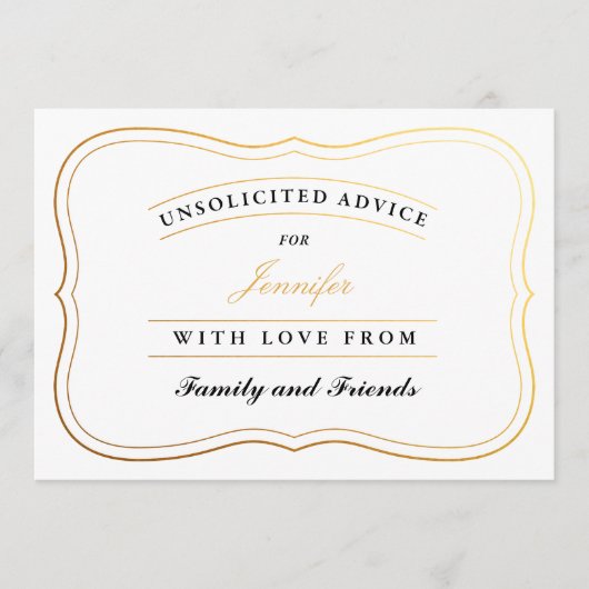 シャワーパーソナライズされたアドバイスカード花嫁または新しいママ アドバイスカード (正面)