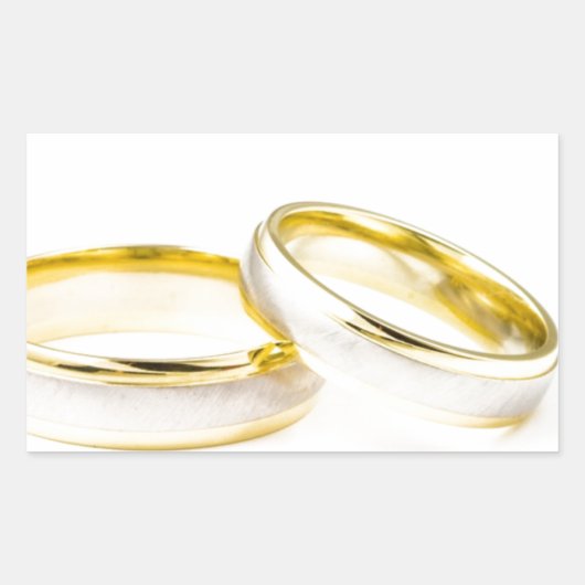シャワーパーティー新郎新婦ラヴ結婚リングや輪 長方形シール (正面)