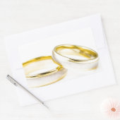 シャワーパーティー新郎新婦ラヴ結婚リングや輪 長方形シール (封筒)