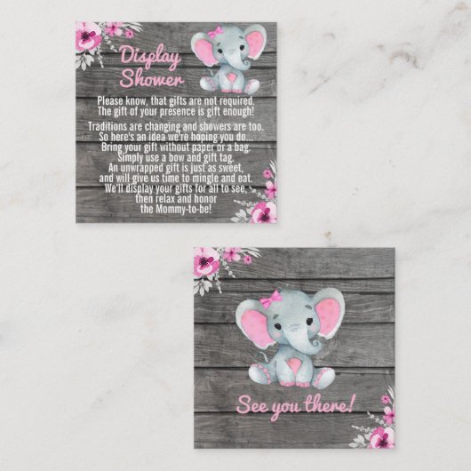 シャワーピンク象の素朴なフローラを表示 スクエア名刺 (正面/裏面)