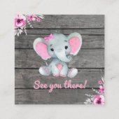 シャワーピンク象の素朴なフローラを表示 スクエア名刺 (裏面)