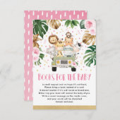 シャワーブックでドライブする女の子のジャングル動物ベビー エンクロージャーカード (正面/裏面)