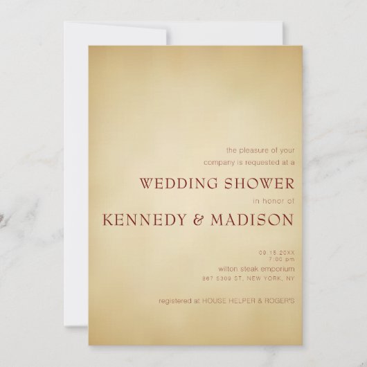 シャワーベーシックセピア シンプルテキスト ノンバイナリーシャワー 招待状 (正面)