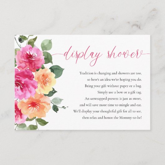 シャワーホットピンクのオレンジ色の明るいフローラ牡丹を表示 エンクロージャーカード (正面)