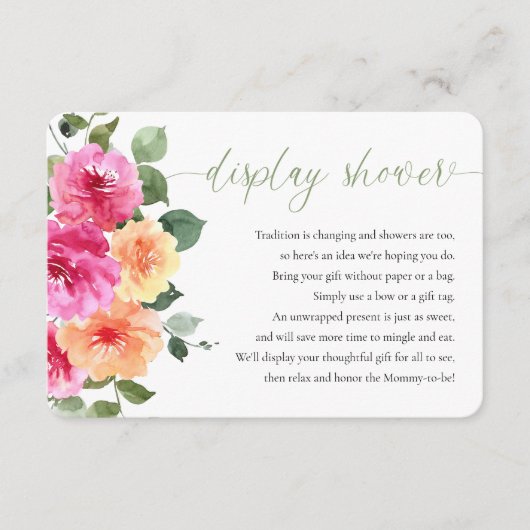 シャワーホットピンクのオレンジ色の明るいフローラ牡丹を表示 エンクロージャーカード (正面)