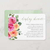 シャワーホットピンクのオレンジ色の明るいフローラ牡丹を表示 エンクロージャーカード (正面/裏面)