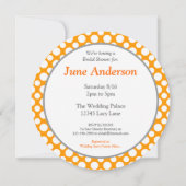 シャワーホワイト水玉模様オラクンジュラウンド招待状 招待状 (裏面)