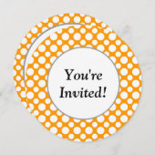 シャワーホワイト水玉模様オラクンジュラウンド招待状 招待状 (正面/裏面)