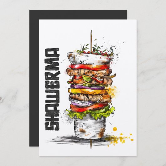 シャワーマ、先生、アラブ料理 - シャワーマ アラブ料理 招待状 (正面/裏面)