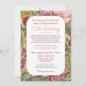 シャワーメール 水彩花 50歳の誕生日 招待状 (正面)