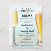 シャワー前に金ゴールドバブルとブリュウを使用したティール(緑がかった色) 招待状 (正面)