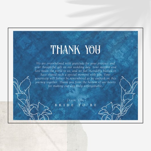 シャワー前の何か青いサンキューカード 招待状