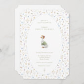 シャワー招待 – ストーリーブック青 招待状 (正面/裏面)