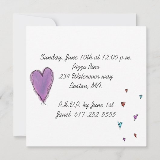 シャワー招待 招待状 (裏面)