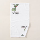 シャワー時間?Tレックスおもしろい漫画 バスタオルセット (ハンドタオル)