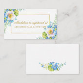 シャワー水色ブルーフローラ金ゴールドレジストリ挿入 エンクロージャーカード (正面/裏面)