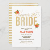 シャワー花嫁グリッター&フローラシャワー招待 招待状 (正面/裏面)