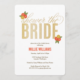 シャワー花嫁グリッター&フローラシャワー招待 招待状