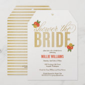 シャワー花嫁グリッター&フローラシャワー招待 招待状 (正面/裏面)