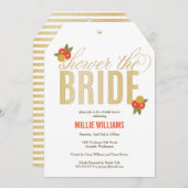 シャワー花嫁グリッター&フローラシャワー招待 招待状 (正面/裏面)