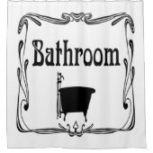 シャワー・カーテンのヴィンテージの浴室のたらいの白黒 シャワーカーテン (正面)