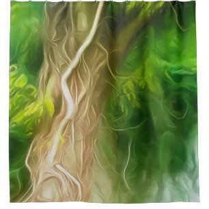 シャワー・カーテンの夢の薄緑の木 シャワーカーテン