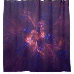 シャワー・カーテンの抽象芸術の青および紫色の形 シャワーカーテン