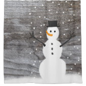 シャワー・カーテンの素朴なクリスマスの雪だるま シャワーカーテン (正面)