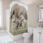 シャワー・カーテンを遊んでいる象の子牛 シャワーカーテン (インサイチュ)