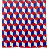 シャワー・カーテン-赤、白くそして青の3Dブロック シャワーカーテン (正面)