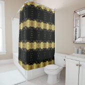 シャワー・カーテン--金ゴールドの渦巻及び黒 シャワーカーテン (インサイチュ)