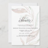 シャワー |サンゴの淡い色の葉の束 招待状 (正面)