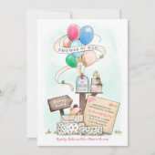 シャワー・バイ・メール 仮想ベイビーシャワー 風船 郵便箱 招待状 (正面)