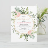 シャワー(メールピンクの金ゴールド緑のベビーシャワー) 招待状 (スタンド正面)