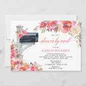 シャワー(メールピンクサンゴフローラガールベビーシャワー) 招待状 (正面)