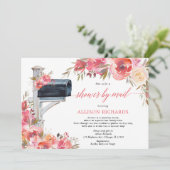 シャワー(メールピンクサンゴフローラガールベビーシャワー) 招待状 (スタンド正面)
