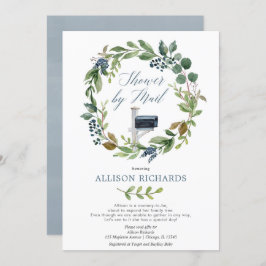 シャワー(メール)緑の埃っぽい濃紺のフローラボーイ 招待状