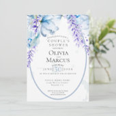 シャワー |ラベンダーの水彩 – Dusty Blue 招待状 (スタンド正面)