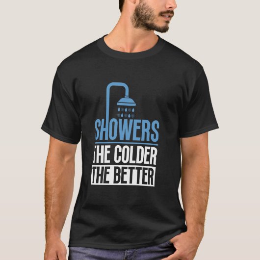 シャワー - 寒いほど気持ちいい - 冷水シャワー アイス Tシャツ (正面)