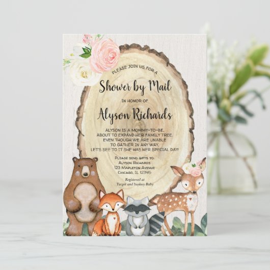 シャワー(郵便で田舎娘の森の赤ちゃんシャワー) 招待状 (スタンド正面)
