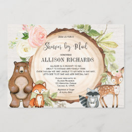 シャワー（郵便少女の森林動物のベビーシャワー） 招待状